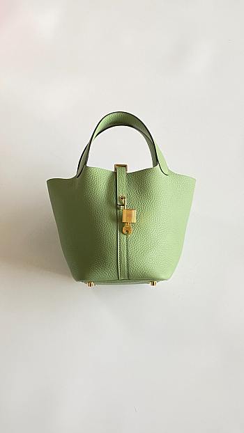 	 Colestore Hermes Picotin Lock 18 Vert Criquet Clemence Gold Hardware