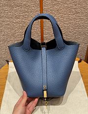 Colestore Hermes Picotin Lock 18 Blue Agate Clemence Gold Hardware - 1