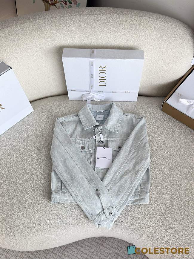Colestore Dior Cropped Jacket Light Blue Dior Oblique Washed Cotton Denim - 1