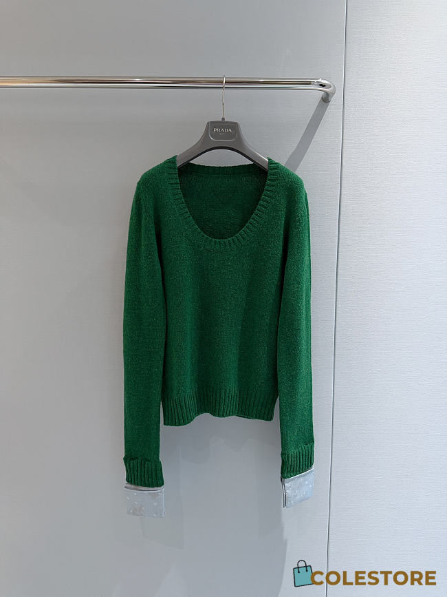 Colestore Prada Shetland wool wide-neck sweater Green - 1