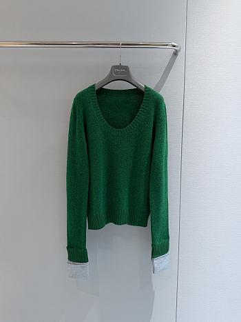 Colestore Prada Shetland wool wide-neck sweater Green