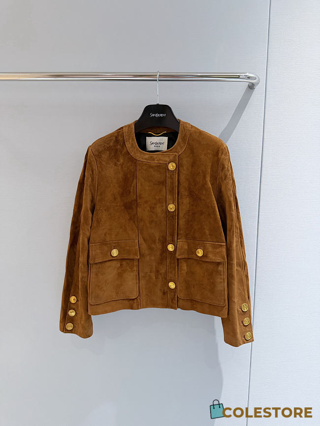 Colestore YSL  Saint Laurent short jacket in suede lambskin in Brown - 1