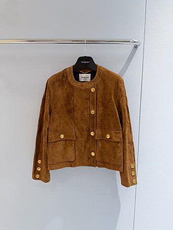 Colestore YSL  Saint Laurent short jacket in suede lambskin in Brown