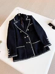 Colestore Chanel Vintage Black Tweed Jacket with Braided Trim and Gold CC Buttons - 1