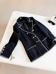 Colestore Chanel Vintage Black Tweed Jacket with Braided Trim and Gold CC Buttons - 6