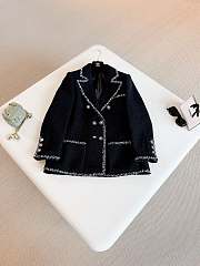 Colestore Chanel Vintage Black Tweed Jacket with Braided Trim and Gold CC Buttons - 3