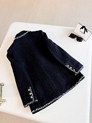 Colestore Chanel Vintage Black Tweed Jacket with Braided Trim and Gold CC Buttons - 2