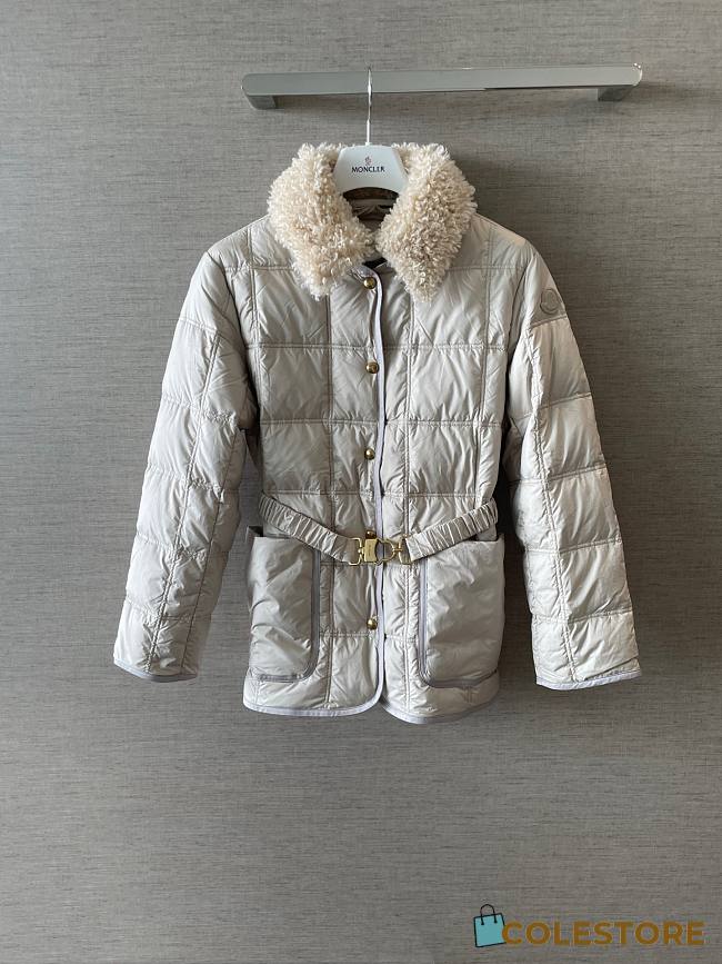 Colestore  Moncler Light Beige Cygnes Belted Short Down Jacket  - 1