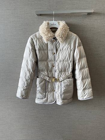 Colestore  Moncler Light Beige Cygnes Belted Short Down Jacket 