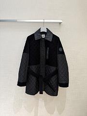 Colestore Hermes Mixed leather coat Noir in plume canvas and ribbed velvet - 1