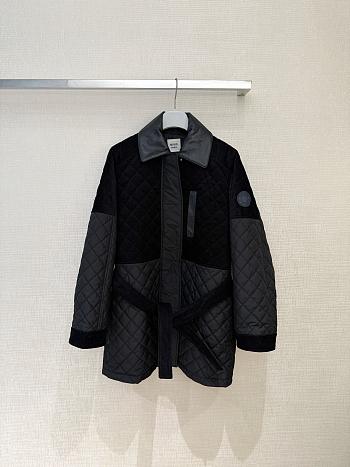 Colestore Hermes Mixed leather coat Noir in plume canvas and ribbed velvet