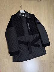 Colestore Hermes Mixed leather coat Noir in plume canvas and ribbed velvet - 3