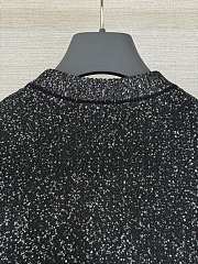 Colestore Dior Short-sleeved peplum sweater Black technical knit with silver sequins - 4