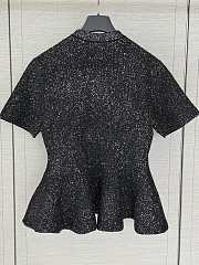 Colestore Dior Short-sleeved peplum sweater Black technical knit with silver sequins - 2