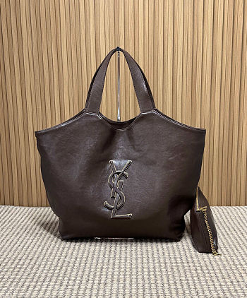 Colestore YSL Saint Laurent ICARE in smooth leather Brown 38（58）x43x8cm
