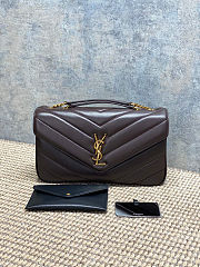 Colestore YSL Saint Laurent LOULOU medium in MATELASSÉ lambskin DEEP HICKORY 29x17x8cm - 1