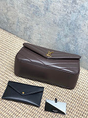 Colestore YSL Saint Laurent LOULOU medium in MATELASSÉ lambskin DEEP HICKORY 29x17x8cm - 5