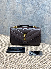 Colestore YSL Saint Laurent LOULOU small in MATELASSÉ lambskin DEEP HICKORY 24x14x6cm - 1