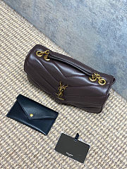 Colestore YSL Saint Laurent LOULOU small in MATELASSÉ lambskin DEEP HICKORY 24x14x6cm - 3