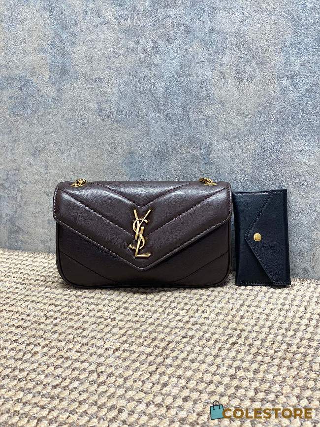 	 Colestore YSL Saint Laurent LOULOU mini in MATELASSÉ lambskin DEEP HICKORY 20x12x5cm - 1
