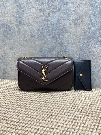 	 Colestore YSL Saint Laurent LOULOU mini in MATELASSÉ lambskin DEEP HICKORY 20x12x5cm