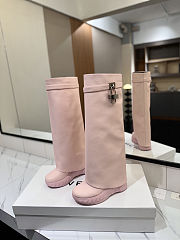 Colestore Givenchy Light Pink Grained Leather 'Shark Lock Biker' Tall Boots - 6