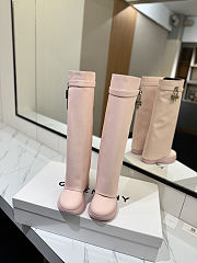 Colestore Givenchy Light Pink Grained Leather 'Shark Lock Biker' Tall Boots - 5