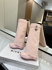 Colestore Givenchy Light Pink Grained Leather 'Shark Lock Biker' Tall Boots - 4