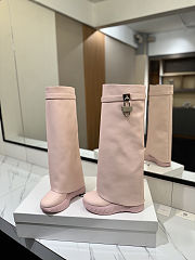 Colestore Givenchy Light Pink Grained Leather 'Shark Lock Biker' Tall Boots - 3
