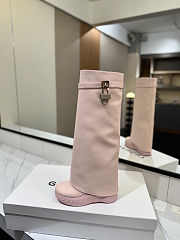 Colestore Givenchy Light Pink Grained Leather 'Shark Lock Biker' Tall Boots - 2