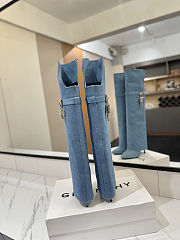  Colestore Givenchy Shark Lock Stiletto Over-the-knee Boots Washed Denim - 6