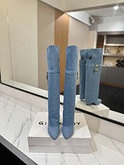 Colestore Givenchy Shark Lock Stiletto Over-the-knee Boots Washed Denim - 5