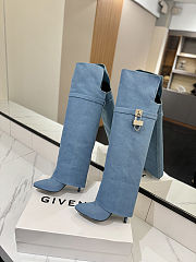  Colestore Givenchy Shark Lock Stiletto Over-the-knee Boots Washed Denim - 2