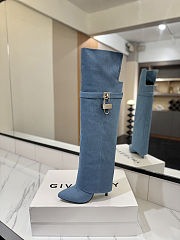  Colestore Givenchy Shark Lock Stiletto Over-the-knee Boots Washed Denim - 4