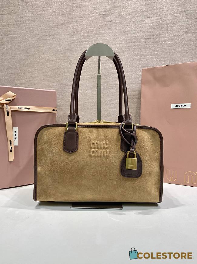 Colestore Miu Miu Beau Suede and leather bag tan and brown 30x20x10cm - 1