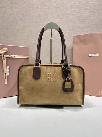 Colestore Miu Miu Beau Suede and leather bag tan and brown 30x20x10cm