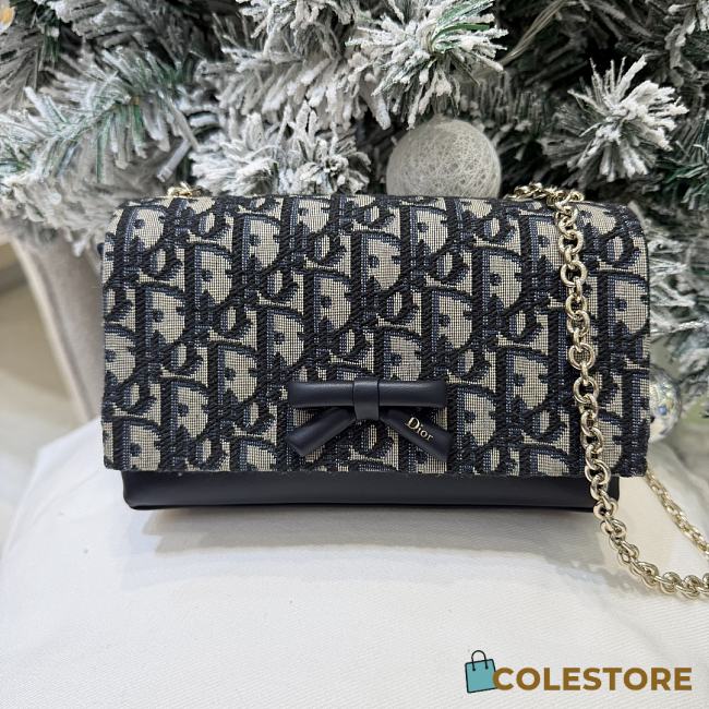 Colestore Dior Promenade Mini Bag with Chain Blue Dior Oblique Jacquard and Smooth Calfskin 19 x 12 x 4 cm - 1