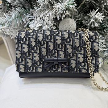 Colestore Dior Promenade Mini Bag with Chain Blue Dior Oblique Jacquard and Smooth Calfskin 19 x 12 x 4 cm