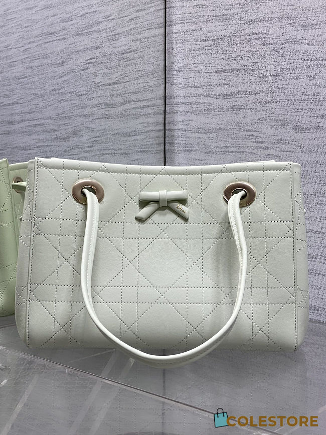 Colestore Dior Qixi Small Dior Promenade Shopping Bag Soupir Green Flat Cannage Calfskin 27 x 20 x 12.5 cm - 1