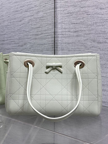 Colestore Dior Qixi Small Dior Promenade Shopping Bag Soupir Green Flat Cannage Calfskin 27 x 20 x 12.5 cm