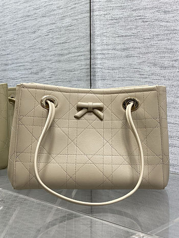 Colestore Dior Small Dior Promenade Shopping Bag Beige Flat Cannage Calfskin 27 x 20 x 12.5 cm