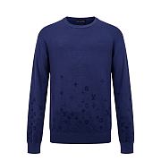 Colestore Louis Vuitton Gradient Signature Flock Print Long-Sleeved Crewneck Navy Blue - 1