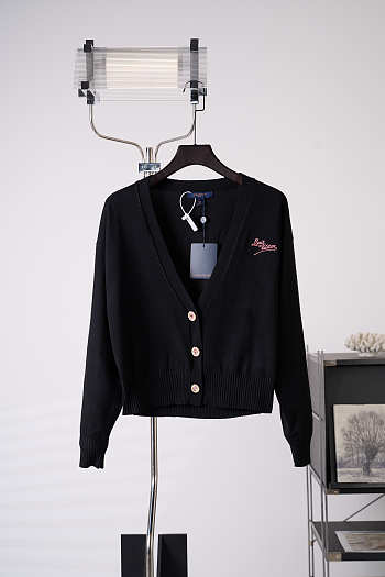 Colestore Louis Vuitton Signature Jewel Button Cardigan Black