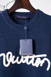 Colestore Louis Vuitton Embroidered Signature Long-Sleeved Crewneck Navy Blue - 5