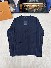 Colestore Louis Vuitton Monogram Flower Summery Long-Sleeved Cardigan Deep Navy - 1