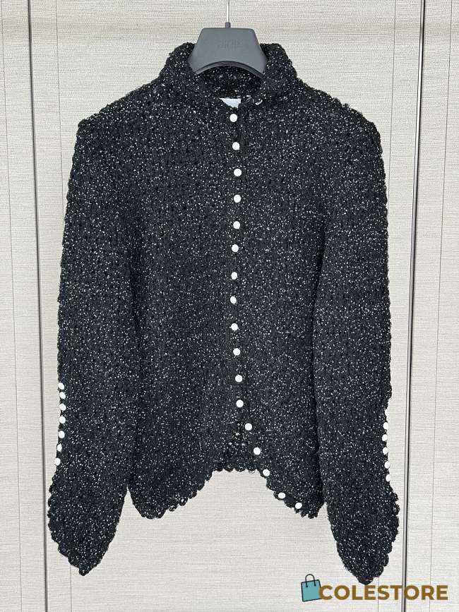 Colestore  Dior Fitted Cardigan Black Tulle with White PolkaDior Motif - 1