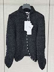Colestore  Dior Fitted Cardigan Black Tulle with White PolkaDior Motif - 5