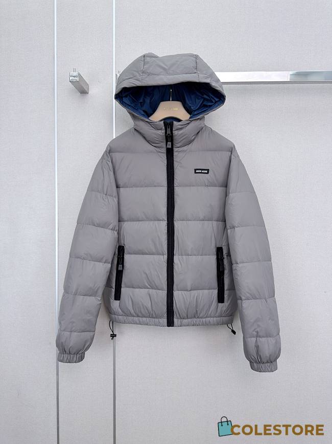 Colestore Miu Miu Light pongé down hoodie jacket Steel Gray - 1