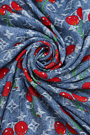Colestore Louis Vuitton LV x TM Denim Cerise Shawl Denim Blue 136 x 136 cm - 2