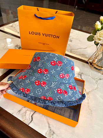 Colestore Louis Vuitton LV x TM Denim Cerise Bucket Hat Denim Blue 29 x 16 x 27 cm